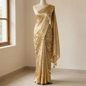 Champagne Gold Tussar Silk Saree
