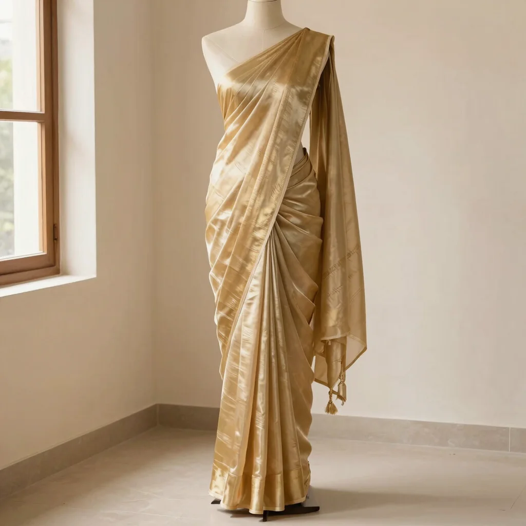 Champagne Gold Tussar Silk Saree